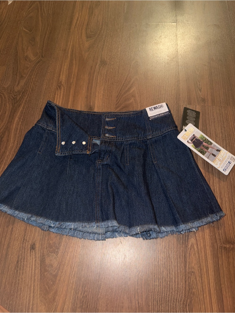Rewash Dark Indigo Flared Denim Mini Skirt